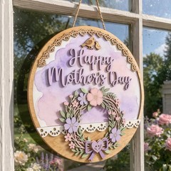 Happy Mothers Day Wall Sign with Rope