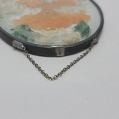 Pressed Flower Suncatcher Beveled Leaded Glass Frame Oval Preserved Bohemian
