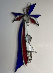 Vintage Red White And Blue Stars And Stripes Sun Catcher 11”