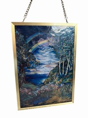 Louis Comfort Tiffany Double Rainbow Iris Stained Glass Suncatcher Glassmasters