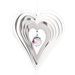 Woodstock Chimes Heart w/ Crystal Woodstock Shimmers 20″ in length with Wire CCI