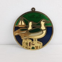 VTG Sun Catcher KEY WEST Seagulls & Boat Stained Glass Resin 4″ by AGiftCorp