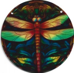 Dragonfly Delight Suncatcher Round Acrylic Window Hanging 6″ x 6″ & Chain Kit