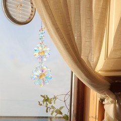 Crystal Flower Suncatcher Hanging Ornament, Rainbow Maker Window Sun Catcher Ind