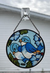 Vintage Blue Bird, Sun Catcher, Pewter Edge, Window Decoration 3.5″ Diameter