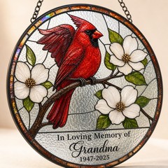 Memorial Suncatcher Personalized Cardinal Stained Glass Window Decor