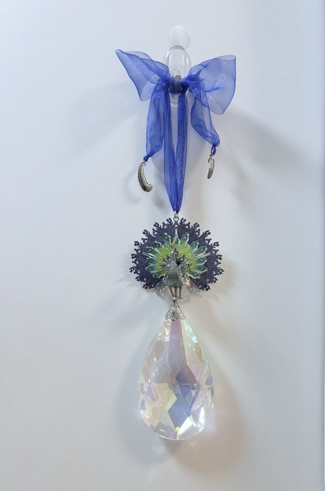 Kirks Folly Peacock Crystal Sun Catcher – large!