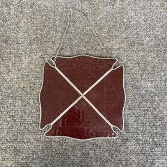 Vintage Stained Glass Fire Department Crest Fireman Suncatcher