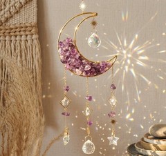 Cystal Moon Hanging Suncatcher – Amethyst