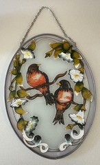 Amia Stained Glass Suncatcher Small Two Birds Floral Tree Design Lot Of 2