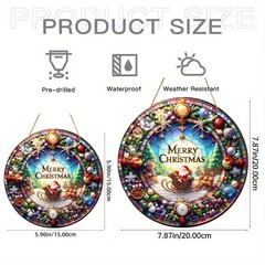 Xmas Reindeer Bear Snowflake Ornament Border Printed Acrylic Hanging Sign
