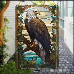 Acrylic Bald Eagle Suncatcher, Stained Glass Look XL 8″x12″, Gr8 Gift, Stunning!