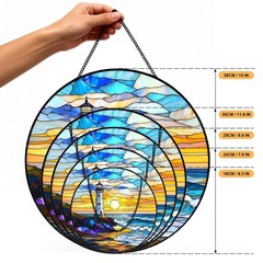 Golden Sunrise Stained Glass Suncatcher – Window Decor Gift for All Occasions