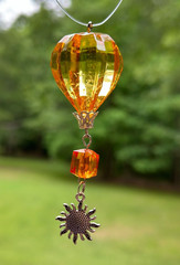 Ganz Hot Air Balloon Ornament YELLOW SUNFLOWER CHARM Crystal Expressions 3 in
