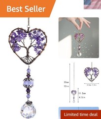Purple Crystal Sun Catcher with Tree of Life Design – Gift-Ready Home Charm