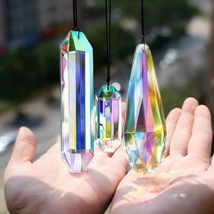3Pcs Crystal Suncatchers for Window Hanging,Sun Catcher Crystals with Glass