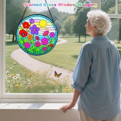 Colorful Wildflower Stained Glass Suncatcher for Indoor and Outdoor Decor