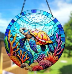 NEW Sea Turtle Coastal Suncatcher Window Decor Sun Catcher Gift