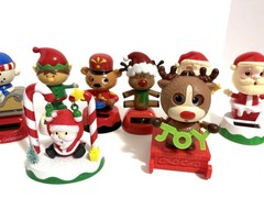 Lot of 13 Dancing Solar Powered BobbleHeads Christmas Santa Elf Bear Reindeer