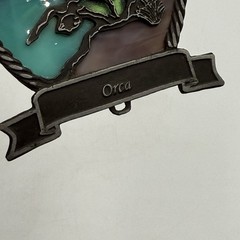 Forma Vitrum Orca Whale Vintage Stained Glass And Pewter Sun Catcher 4.5 inch