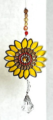 Ganz Crystal Expressions Stain Glass Look Translucent SUNFLOWER Ornament 6″ L