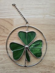 Leaded Glass Clover 5″ With A Flaw! I am so bummed. Its still a great piece.
