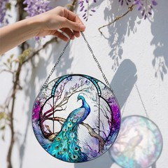 Stained Glass Window Hanging, Stained Glass Suncatcher, Peacock Sun Catcher, …