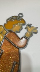 Vintage Stained Glasss Style Angel Christian Christmas Ornament Decor Sparkle