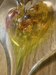 Handblown Art Glass Heart Shaped Ornament Suncatcher Signed Luke Adams 6.5”