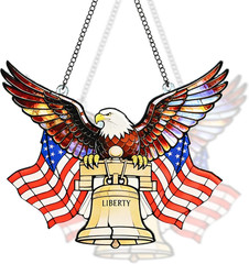 7.8 Inch Stained Glass Window Hanging American Bald Eagle Suncatcher 4th of July