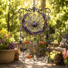 New Halloween Suncatcher Wind Black Cat Ghost Sunshine Catcher Wind Chime