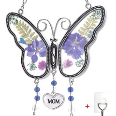 Butterfly Suncatcher with Pressed Flower Wings Mother’s Day Butterfly Glass W…