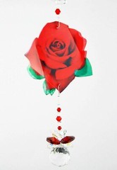 Red Rose Crystal Suncatcher gift, valentines rainbow prism hanging suncatchers,