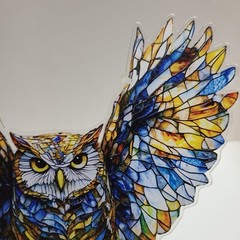 Multi Dimensional Acrylic 2-D Owl Sun catcher 8″w x 7.5″h Two Sided with Chain