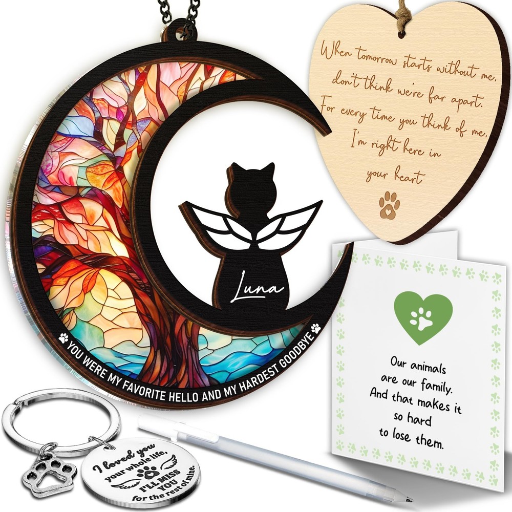 DIY Cat Memorial Suncatcher 4in1 Remembrance Gifts for Pet Loss