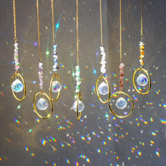 7PCS Crystal Suncatchers Rainbow Maker Healing Crystals for Window Prism Balls I