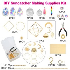 HYBEADS DIY Suncatchers, 400 pcs Sun Catchers Making Supplies Kit Art Gold