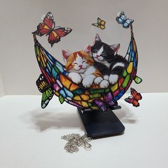 Multi-Color Acrylic Kittens and Butterflies Suncatcher 7.5″w X 7.5″h Inches.