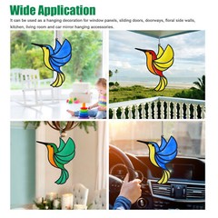 Stained Alloy Hummingbird Suncatcher Birds Window Hanging Pendant Home Art Decor