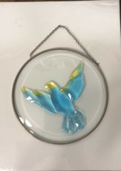 Blue and Yellow Dove Bird Beveled Glass  Suncatcher