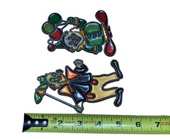 2 Suncatcher Clowns Vintage Circus Balloons Umbrella Multi Color 5” Tall USA