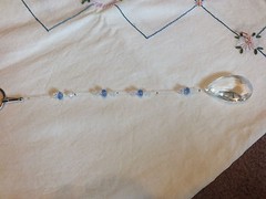 Crystal Suncatcher Dazzeling Clear Blue AB Handmade 9″ Long Teardrop Prizm