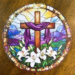 New Suncatcher Cross 6″ Round Christian Religious Easter Combined Shipping Gift