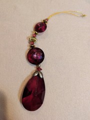 Purple Beaded Suncatcher Faceted Teardrop