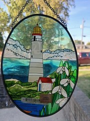 Stained Glass sun-catcher Lighthouse, Gen’s Hallmark, Vtg