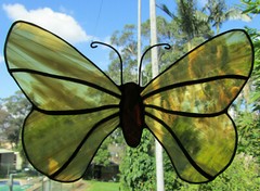 Streaky Yellow Butterfly Stained Glass Suncatcher New Handmade in Australia