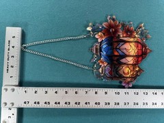 New Multicolor Acrylic Lantern Floral Hanging Suncatcher w/Chain 7″x6″
