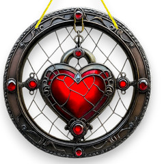Gothic Red Heart Acrylic Suncatcher Faux Stained Glass Indoor Decor Gift