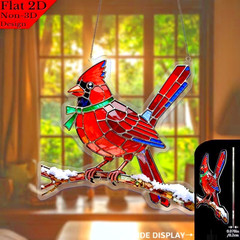 2D Flat Acrylic- TEXTURED CARDINAL BIRD 7.8″ Window catcher. Window Decor
