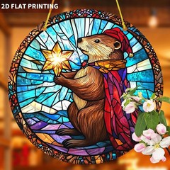 Wizard Beaver Acrylic Suncatcher Whimsical Boho Window Wall Hanging Decoration